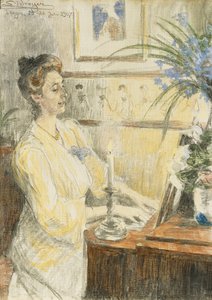 Portret Johanne Helene Louise Brodersen, przy fortepianie, 1907
