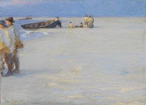 Rybacy na północnej plaży w Skagen. Letni wieczór autorstwa Peder Severin Krøyer