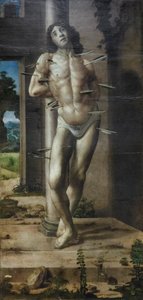 Święty Sebastian, ok. 1476-82 (olej na płycie) autorstwa Pedro Berruguete