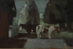 Ogród pod księżycem lub Quietud en la Quinta autorstwa Pedro Figari Solari