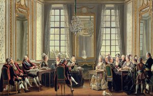 Rozmowa w Pałacu Drottningholms, 1779 autorstwa Pehr Hilleström
