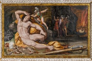 Ulisses oślepiający Polifema, fragment z Pokoju Polifema