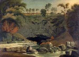 Porth-yr-Ogof, Brecknockshire, 1819. autorstwa Penry Williams