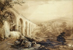 Wiadukt Quakers Yard, ok. 1840 r. (długopis i pranie na papierze)