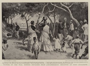 Ofiary wojny, uchodźcy hinduscy z Johannesburga obozowali w Port Elizabeth autorstwa Percy F.S. Spence