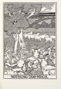 Nic za dużo, z Fontaine Fables, wyd. 1905 (grawerowanie) autorstwa Percy J. Billingshurst