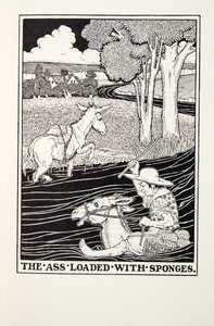 The Ass Loaded with Sponges, z Fontaine Fables, wyd. 1905 autorstwa Percy J. Billingshurst
