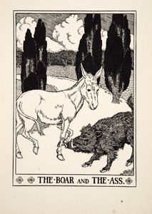 Dzik i osioł, z Stu bajek Ezopa, wyd. 1903