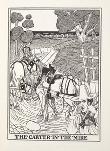 Carter w bagnie, z Fontaine Fables, wyd. 1905 (grawerowanie) autorstwa Percy J. Billingshurst