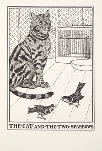 Kot i dwa wróble, z Fontaine Fables, wyd. 1905
