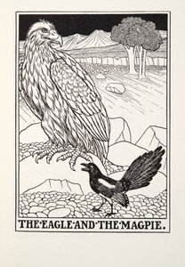 Orzeł i sroka, z Fontaine Fables, wyd. 1905 autorstwa Percy J. Billingshurst