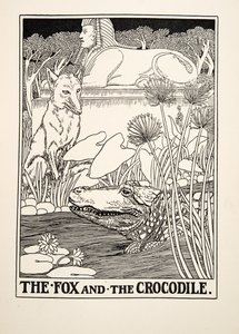 Lis i krokodyl, z Stu bajek Ezopa, wyd. 1903