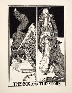 Lis i bocian, z Stu bajek Ezopa, wyd. 1903