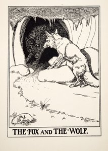 Lis i wilk, z Stu bajek Ezopa, wyd. 1903 (rycina) autorstwa Percy J. Billingshurst