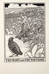 Zając i kuropatwa, z Fontaine Fables, wyd. 1905