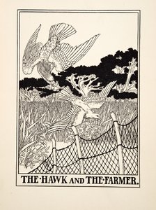 Jastrząb i rolnik, z Stu bajek Ezopa, wyd. 1903 (rycina) autorstwa Percy J. Billingshurst