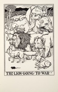 Lew idący na wojnę, z Fontaine Fables, wyd. 1905