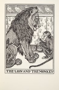 Lew i małpa, z Fontaine Fables, wyd. 1905
