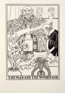 Człowiek i drewniany bóg, z Fontaine Fables, wyd. 1905