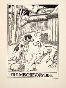 Złośliwy pies, z Stu bajek Ezopa, wyd. 1903 (rycina) autorstwa Percy J. Billingshurst