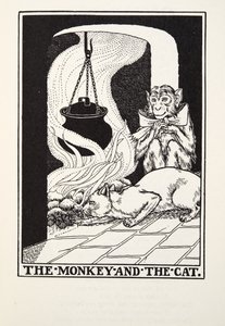 Małpa i kot, z Fontaine Fables, wyd. 1905