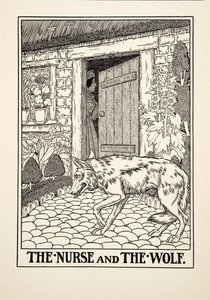 Pielęgniarka i Wilk, z Stu bajek Ezopa, wyd. 1903