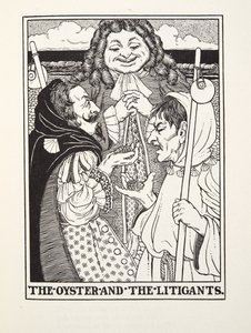 The Oyster and the Liligants, z Fontaine Fables, wyd. 1905 (grawerowanie) autorstwa Percy J. Billingshurst