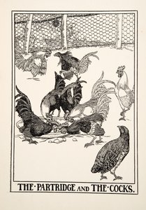 Kuropatwa i koguty, z Stu bajek Ezopa, wyd. 1903