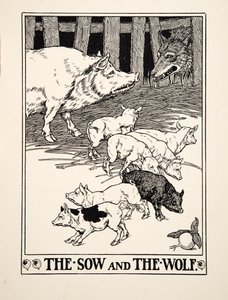 Locha i Wilk, z Stu bajek Ezopa, wyd. 1903 (rycina) autorstwa Percy J. Billingshurst