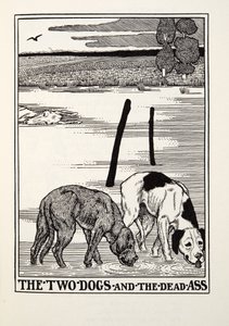 Dwa psy i martwy tyłek, z Fontaine Fables, wyd. 1905 autorstwa Percy J. Billingshurst