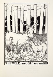 Wilk, koza i dzieciak, z Fontaine Fables, wyd. 1905 autorstwa Percy J. Billingshurst