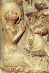 Męczeństwo św. Tekli, detal z Ołtarza Głównego (alabaster) autorstwa Pere Johan