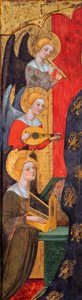 Madonna otoczona przez anioły muzyczne - Szczegół aniołów - Madonna z aniołami grającymi muzykę (Detal) - Obraz Pere Serra (aktywny około 1357-1406), ok. 1380 - Tempera na panelu - Museu Nacional d
