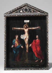 Chrześcijańska kapliczka z lakierem (Seigan), obraz XVIII w. (olej na desce z masą perłową, złotem i srebrem)