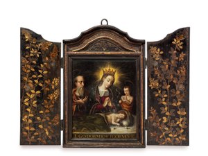 Przenośna świątynia chrześcijańska (Seigan) zamówiona przez portugalskich jezuitów (olej na miedzi w przypadku)