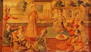 Późna szkatułka z papieru mache lakierowanego w stylu Zand, ok. 1794-95 autorstwa Persian School