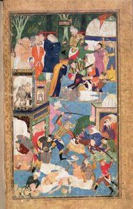 Dodaj 22703 fol.52v Splądrowanie Isfahanu w 1387 ukazujące siły Timura plądrujące, plądrujące i mordujące autorstwa Persian School