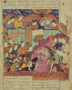 Bitwa między Feradinem i Zahakim, ilustracja z Shahnama (Księgi Królów) autorstwa Abul-Qasima Manura Firdawsiego (ok.934-c.1020) 1619