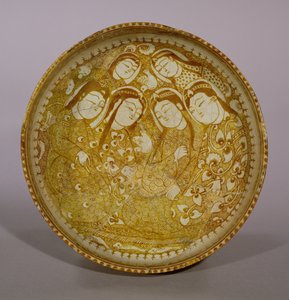 Miska, z Kashan, Iran, okres Seldżuków, 1211-12 AD (pasta kamienna z połyskiem na glazurze) autorstwa Persian School