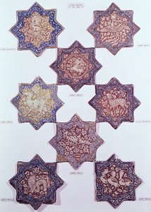Osiem kafelków ze zwierzętami, XIII-XIV w. (ceramiczne) autorstwa Persian School