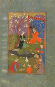 Folio z Jamshid u Khurshid, Iran, okres Safavid, ok. 1600 (nieprzezroczysta akwarela, tusz i złoto na papierze) autorstwa Persian School