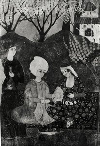 Mężczyzna i kobieta w ogrodzie autorstwa Persian School