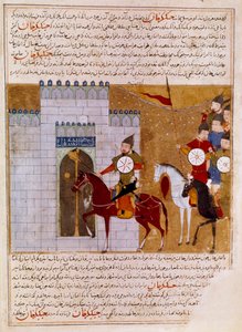 Mongołowie oblegający perską miniaturową fortecę zaczerpniętą z „”Jami al-tawarikh”” (Jami al-tawarikh) lub „”Universal History”” przez historyka Rashida al-dina (al din) (1247-1318) Około 1430 Paryż, B.N. autorstwa Persian School