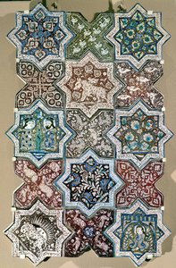 Panel z płytek, Kaszan, środkowy Iran, ok. 1250-1300 r. (wyroby frytowe) autorstwa Persian School