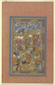 Sulayman i Bilqis na tronie, ok. 1590-1600 autorstwa Persian School