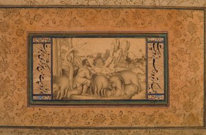 Syn marnotrawny, ok. 1600 (nieprzezroczysta toaleta i atrament na papierze) autorstwa Persian School