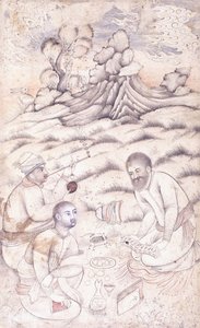 Trzej młodzi mężczyźni w krajobrazie, c. połowa XVII wieku autorstwa Persian School