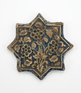 Płytka w formie ośmioramiennej gwiazdy, okres Il-Khanid, 1256-1335 (pasta kamienna, formowana i malowana pod przezroczystą glazurą) autorstwa Persian School