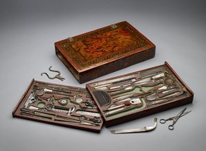 Zestaw narzędzi przedstawiający Świętą Rodzinę, ok.1830 (technika mieszana) autorstwa Persian School