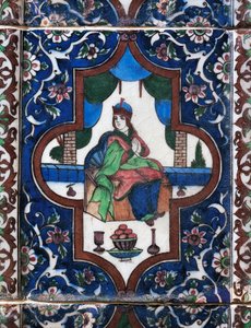 Kobieta siedząca, malowana płytka ceramiczna, cywilizacja perska autorstwa Persian School